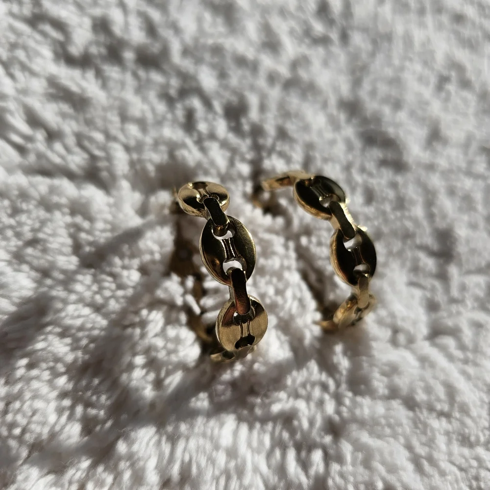 Gold Hoop Stainless Steel Coffee Bean Shape Earrings NWOT